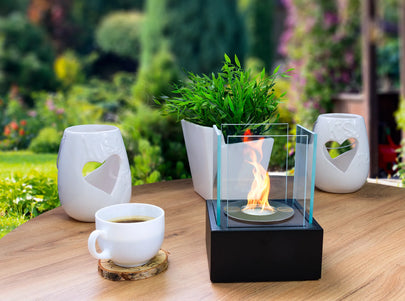 Freestanding Smart bio-fireplace, black structure 