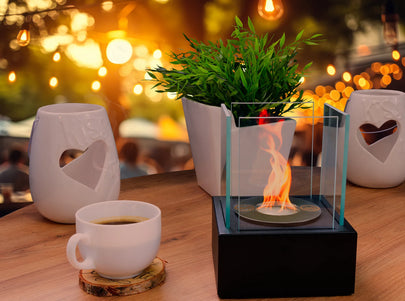 Freestanding Smart bio-fireplace, black structure 