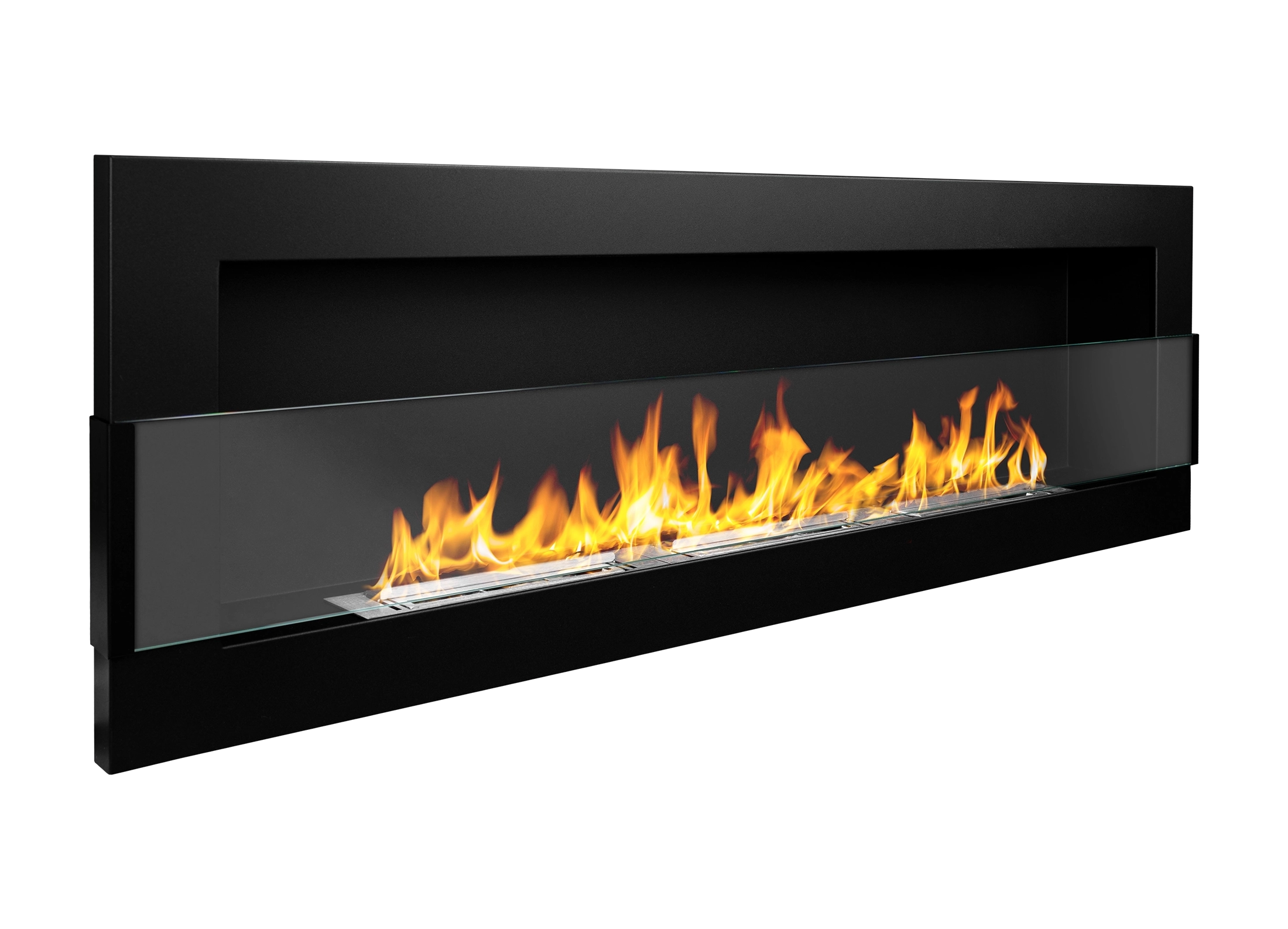 Biokominek wiszący z szybą 1200×400 czarny strukturalny mat