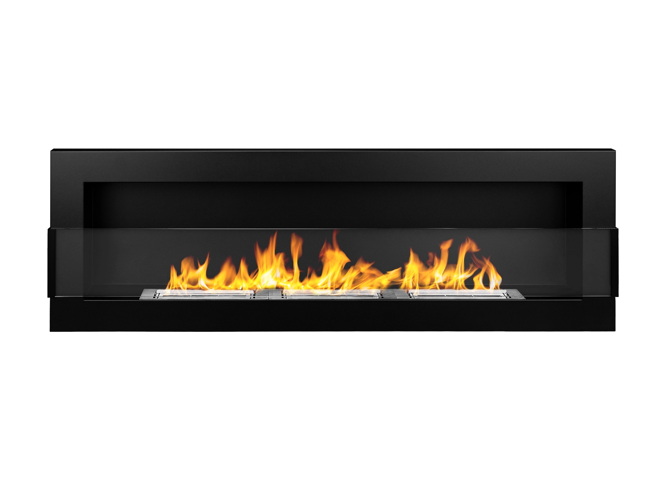 Biokominek wiszący z szybą 1200×400 czarny strukturalny mat