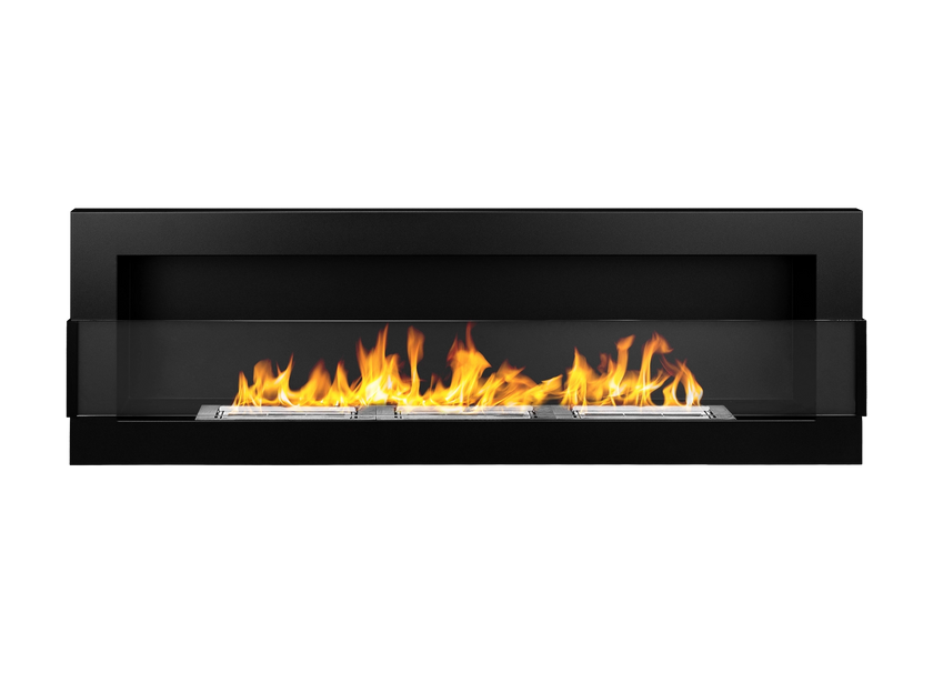 Biokominek wiszący z szybą 1200×400 czarny strukturalny mat