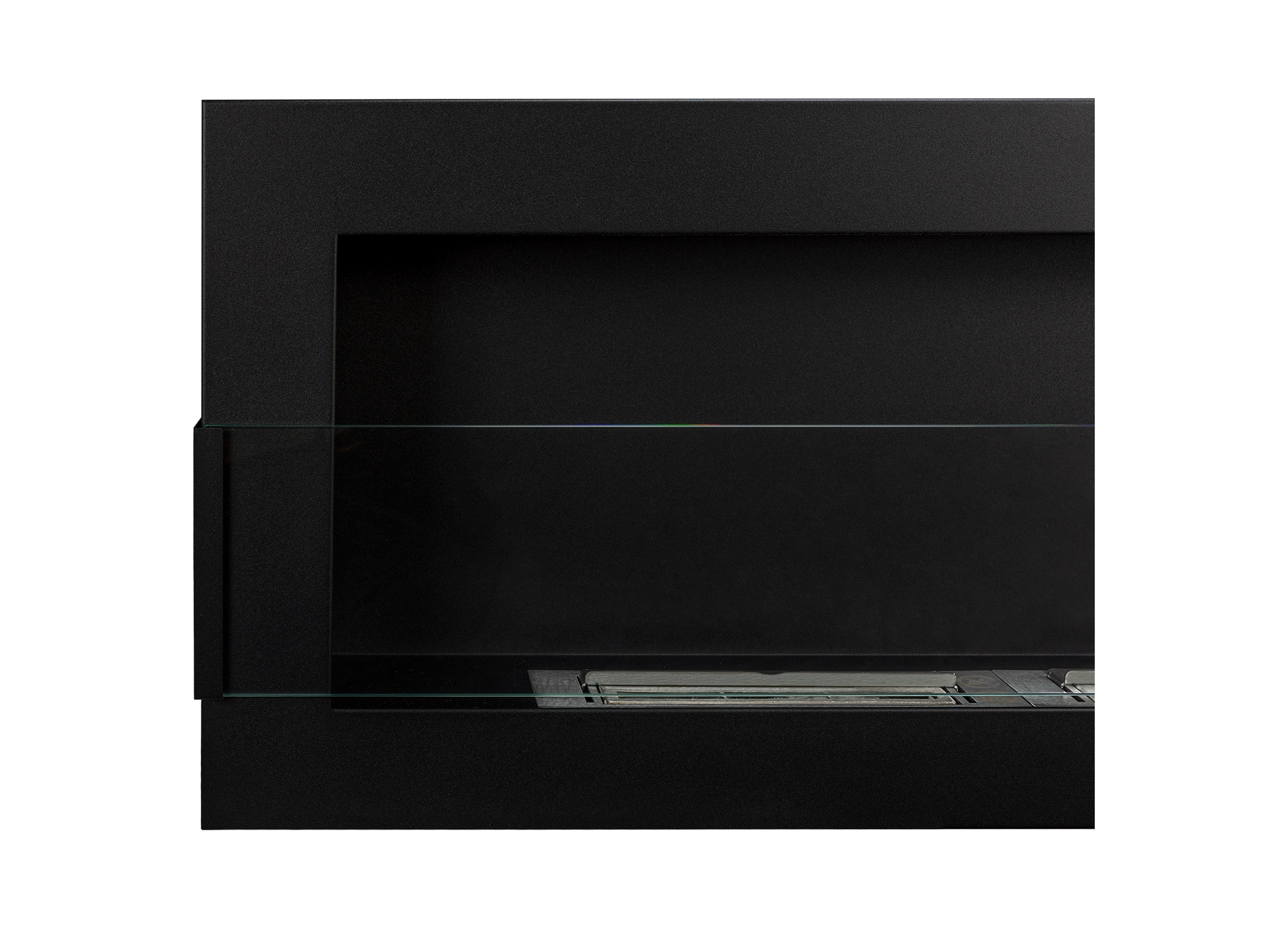 Biokominek wiszący z szybą 1200×400 czarny strukturalny mat