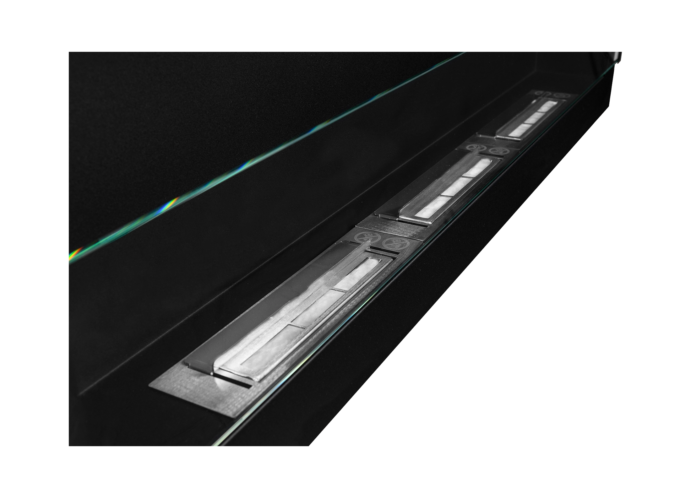 Biokominek wiszący z szybą 1200×400 czarny strukturalny mat