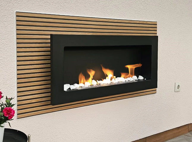 Wall-hung bio-fireplace 900×400, black, textured matt