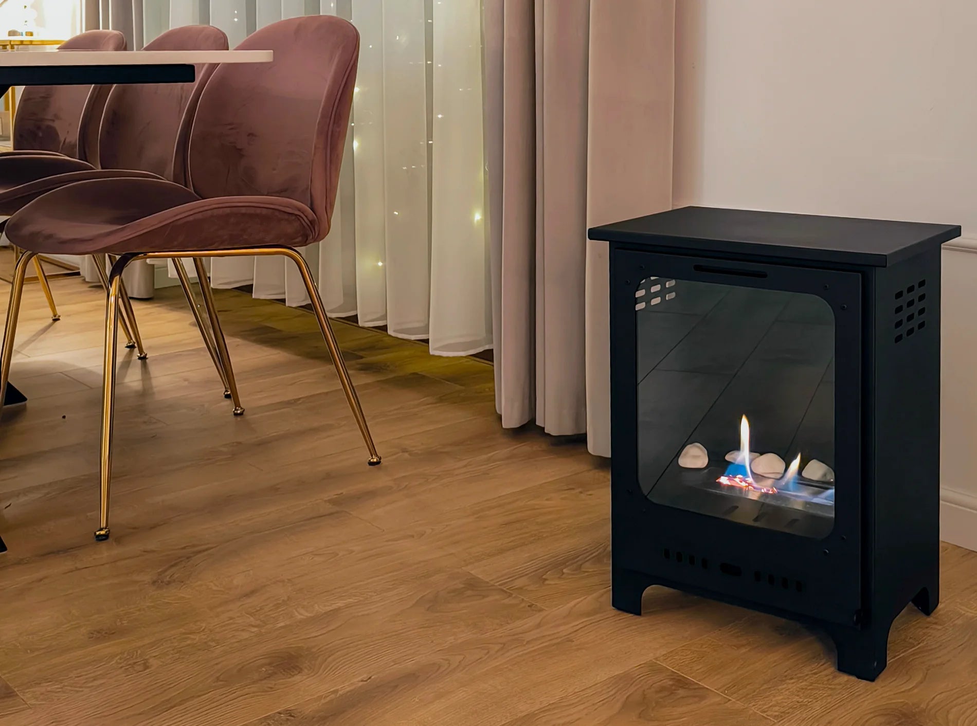 Biokominek wolnostojący Koza Mini czarny mat z szybą