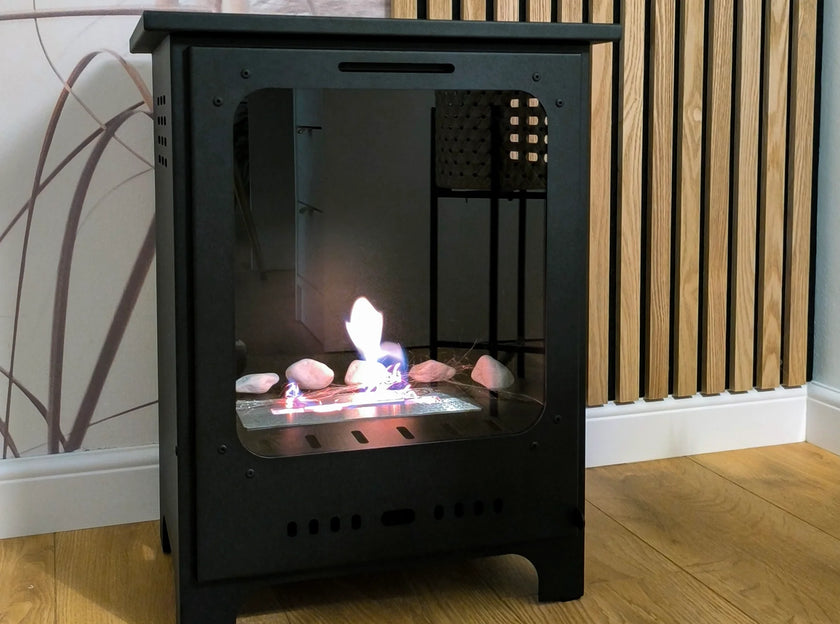 Biokominek wolnostojący Koza Mini czarny mat z szybą