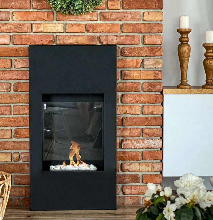 Biokominek portalowy Modern czarny mat z szybą