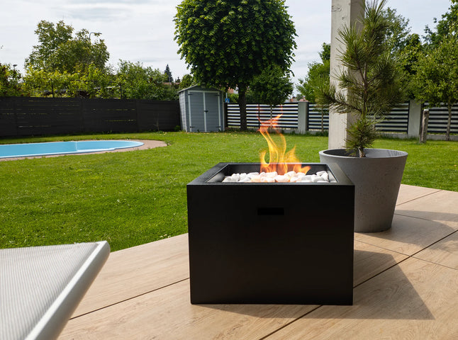 Freestanding Novium bio-fireplace, black structured matt