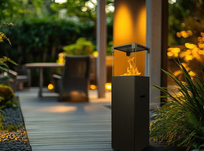 Freestanding bio-fireplace Patio, black structured matt 