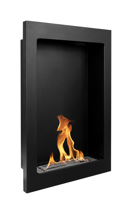 VERTICAL hanging bio-fireplace, black, structured, matt