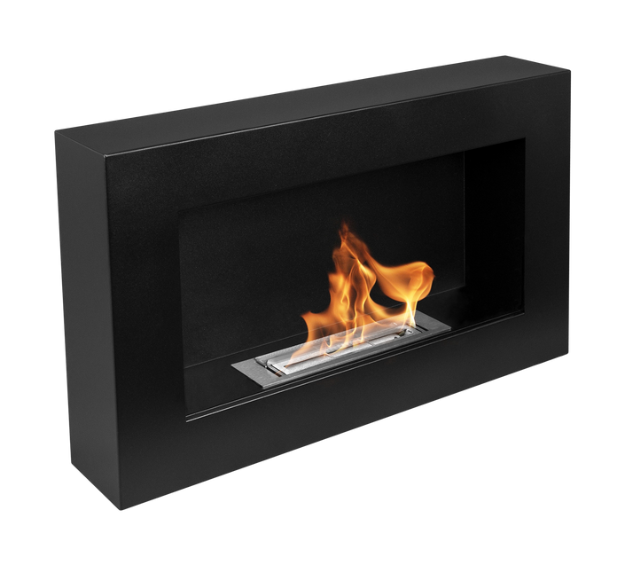 Wall-hung bio-fireplace 650×400 BOX, black structured matt