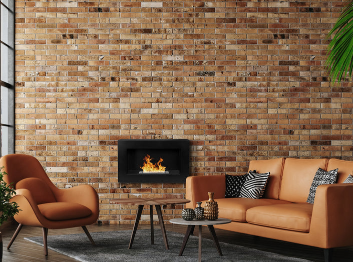 Wall-hung bio-fireplace 650×400 BOX, black structured matt