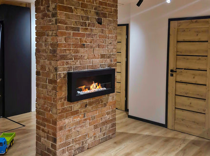 Wall-hung bio-fireplace with glass 900×400 BOX, black structured matt