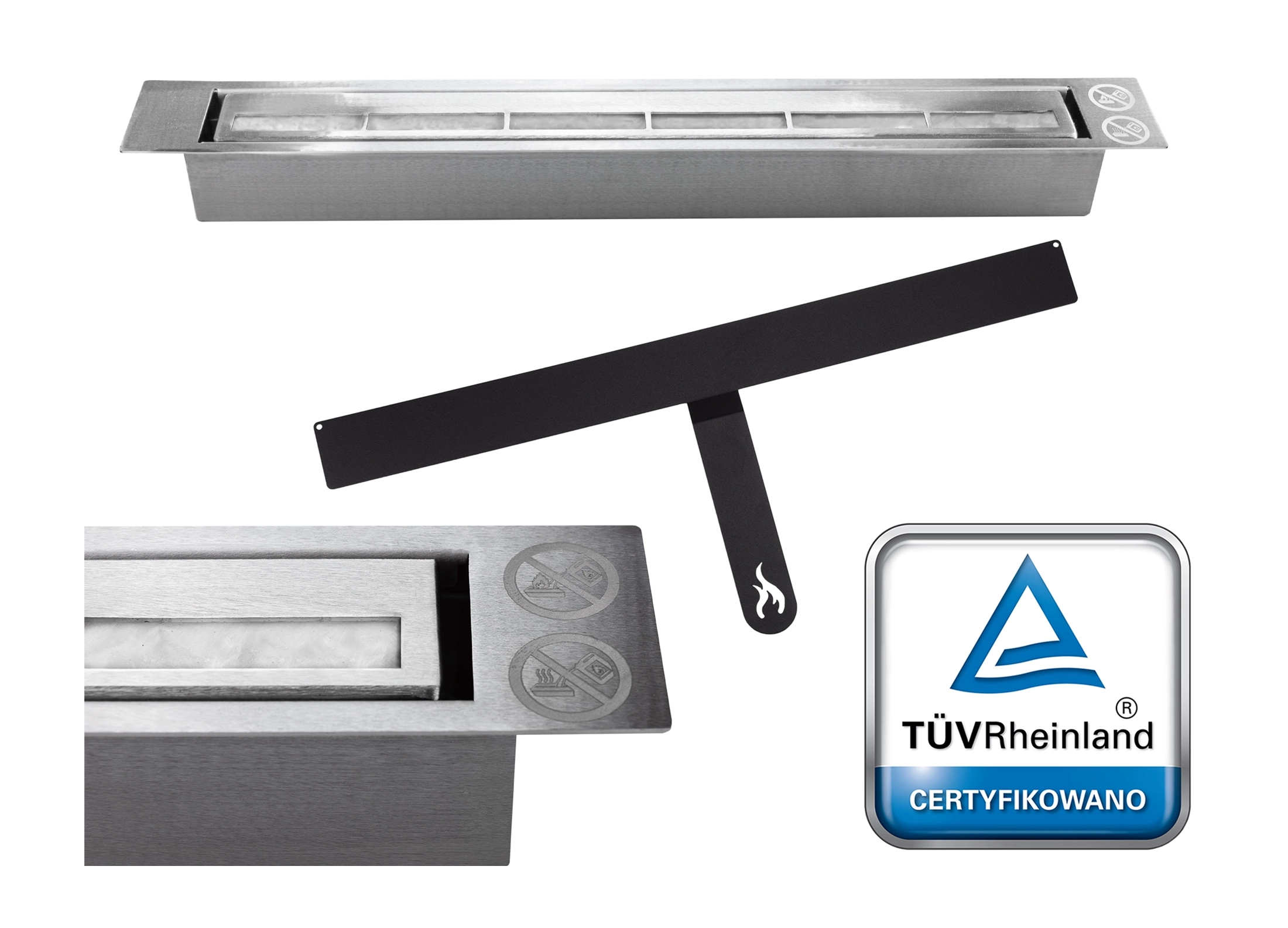 Biokominek wiszący z szybą 900×400 BOX biały strukturalny mat