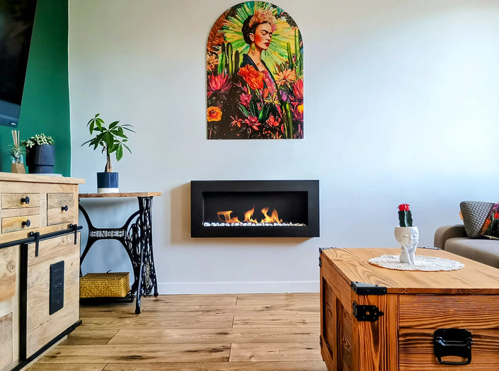 Wall-hung bio-fireplace 900×400 BOX, black, structural matt