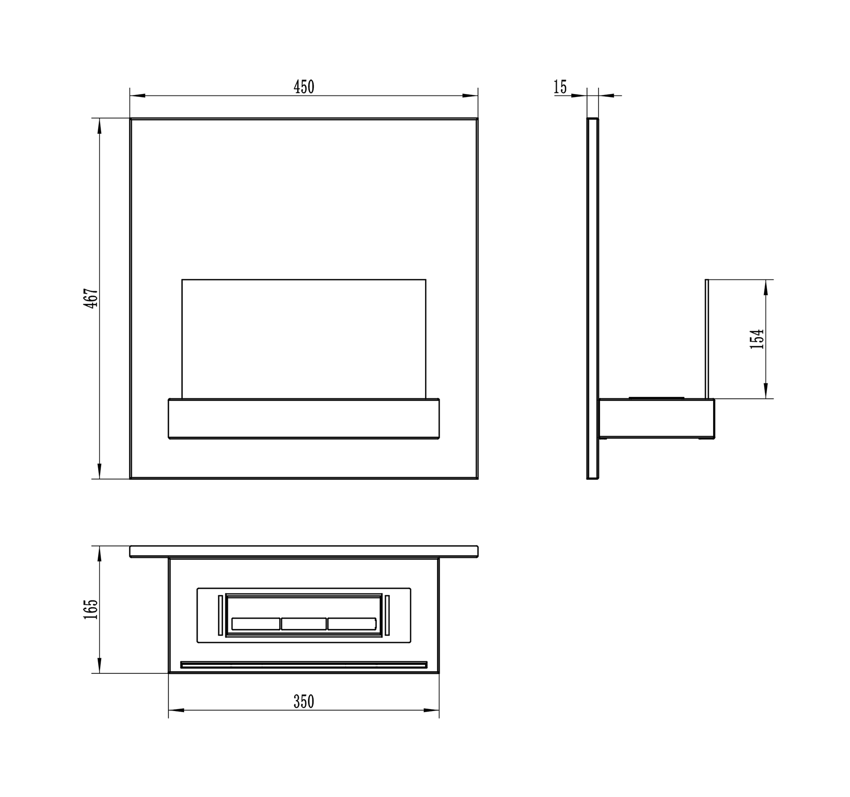 Biokominek wiszący BOARD czarno-biały