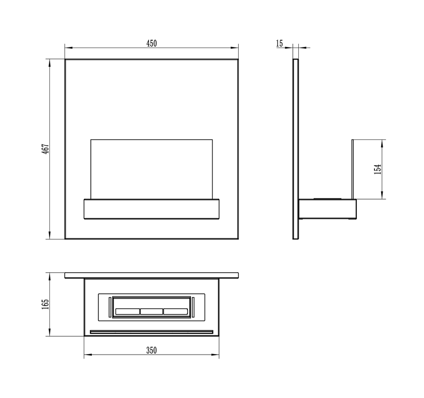 Biokominek wiszący BOARD czarno-biały