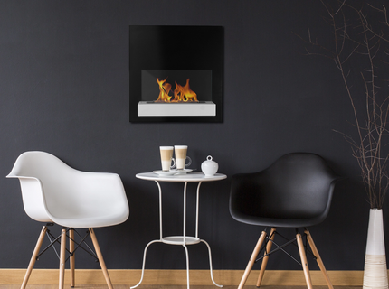 BOARD hanging bio fireplace, black and white 
