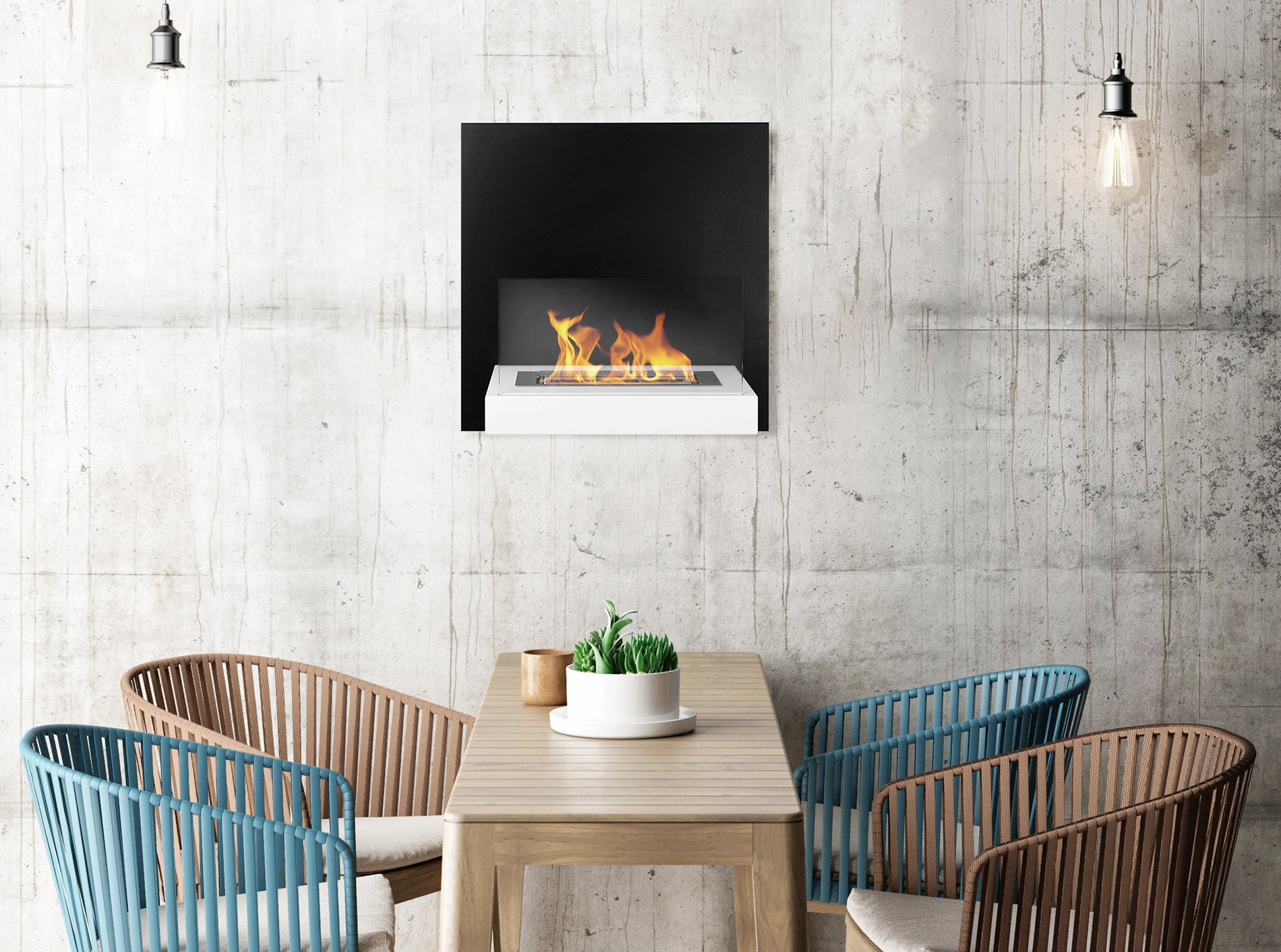 Biokominek wiszący BOARD czarno-biały