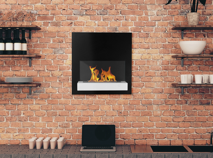 BOARD hanging bio fireplace, black and white 