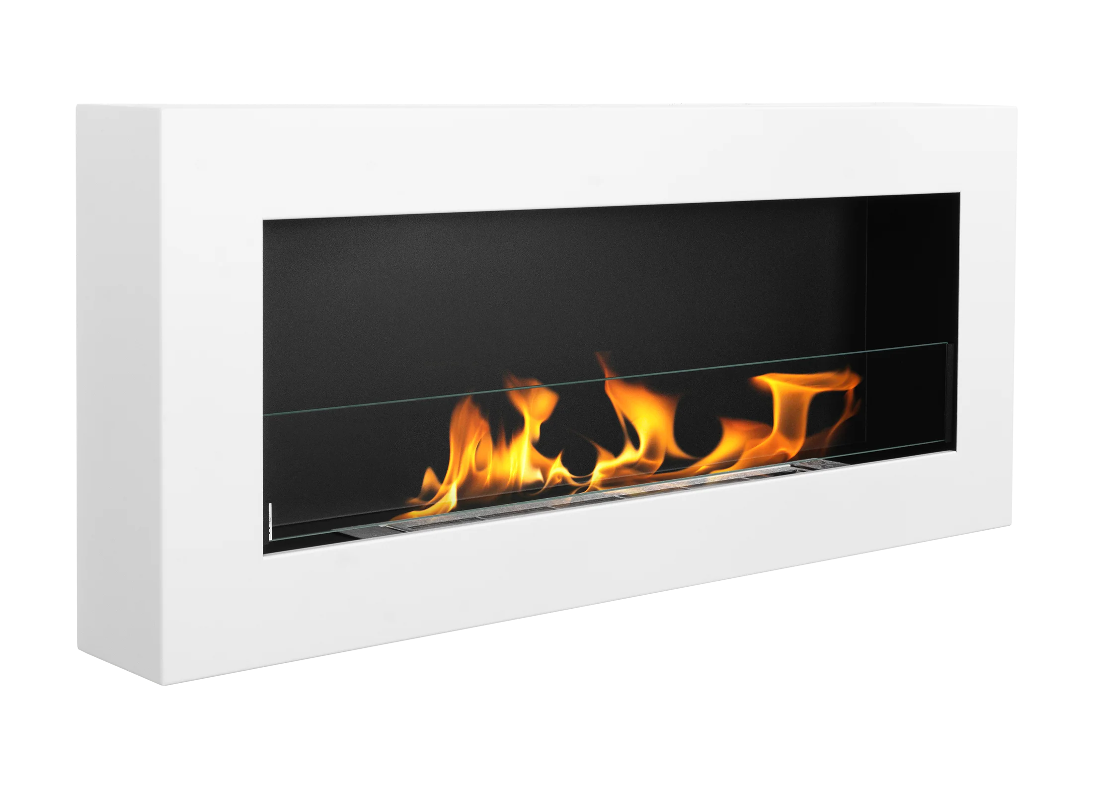 Biokominek wiszący z szybą 900×400 BOX biały strukturalny mat