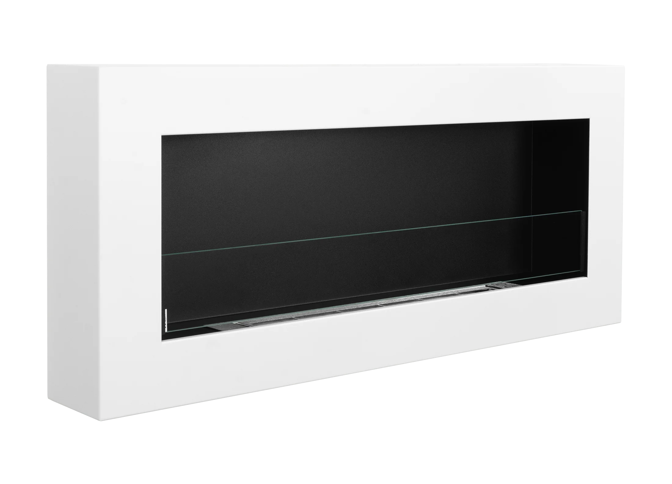 Biokominek wiszący z szybą 900×400 BOX biały strukturalny mat
