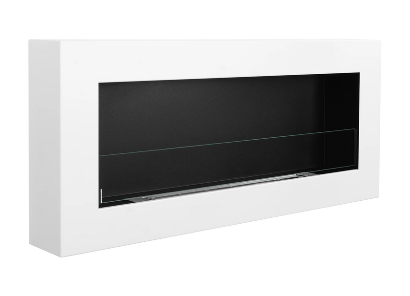 Biokominek wiszący z szybą 900×400 BOX biały strukturalny mat