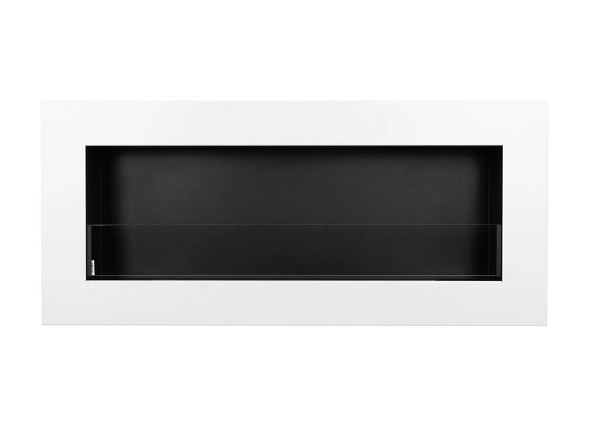 Biokominek wiszący z szybą 900×400 BOX biały strukturalny mat