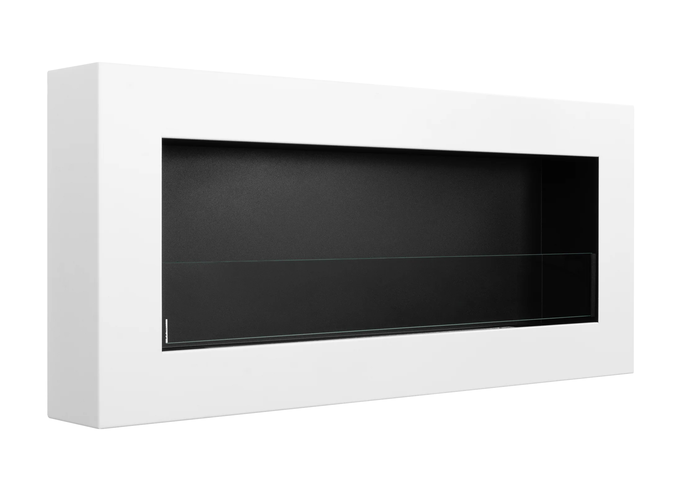 Biokominek wiszący z szybą 900×400 BOX biały strukturalny mat