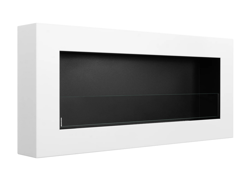 Biokominek wiszący z szybą 900×400 BOX biały strukturalny mat