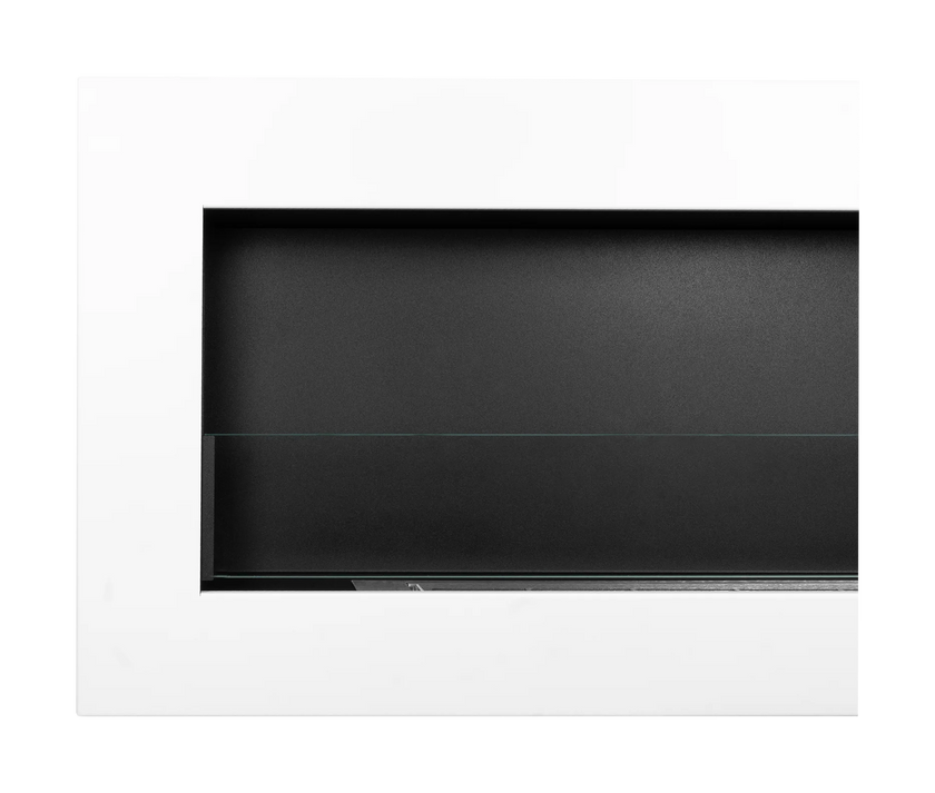 Biokominek wiszący z szybą 900×400 BOX biały strukturalny mat