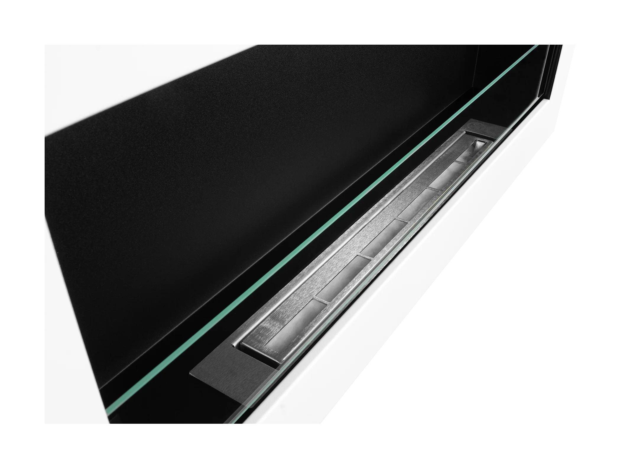 Biokominek wiszący z szybą 900×400 BOX biały strukturalny mat