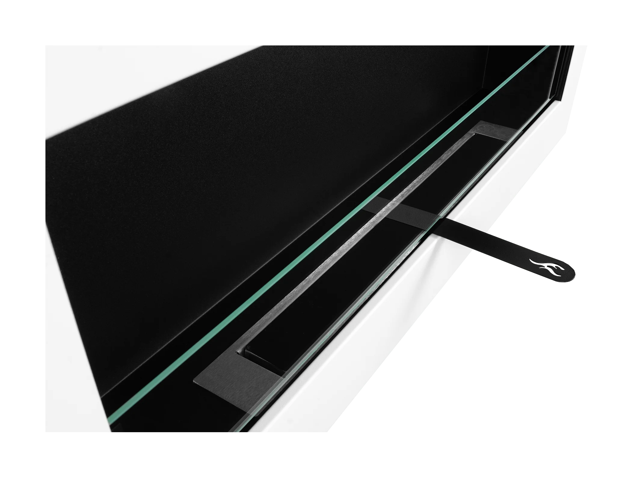 Biokominek wiszący z szybą 900×400 BOX biały strukturalny mat