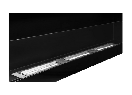 Wall-hung bio-fireplace with glass 1200×400, black gloss