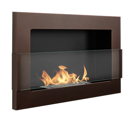 Wall-hung bio-fireplace with glass 650×400 brown