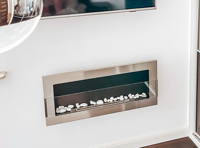 Biokominek wiszący z szybą 900×400 inox (srebrny)