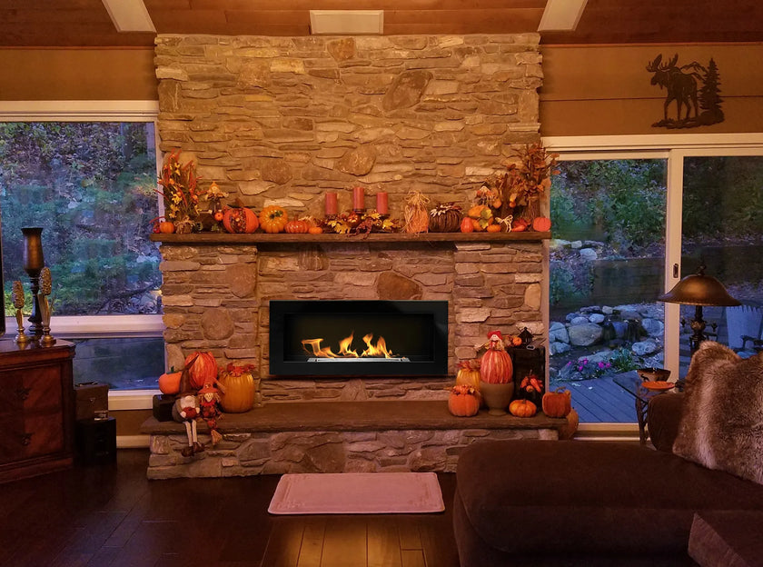 Biokominek wiszący 900×400 czarny połysk