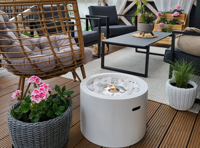 Moon freestanding bio-fireplace, white matt