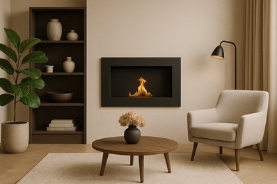 Biokominek wiszący 650x400 czarny strukturalny mat