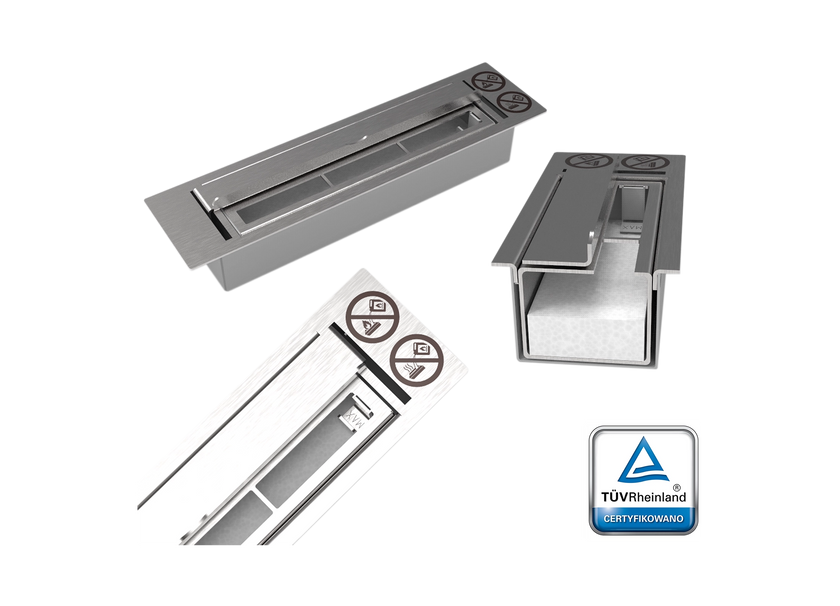 Biokominek wiszący z szybą 1200×400 czarny strukturalny mat