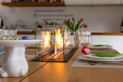 Built-in bio-fireplace 100 cm matt black with glass