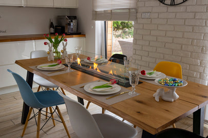 Built-in bio-fireplace 100 cm matt black with glass