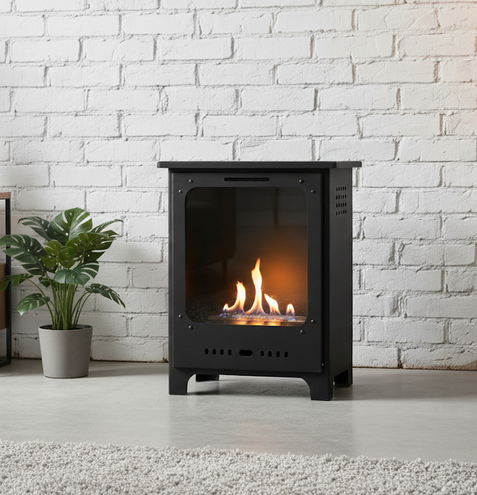 Biokominek wolnostojący Koza Mini czarny mat z szybą