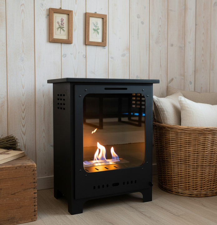 Biokominek wolnostojący Koza Mini czarny mat z szybą